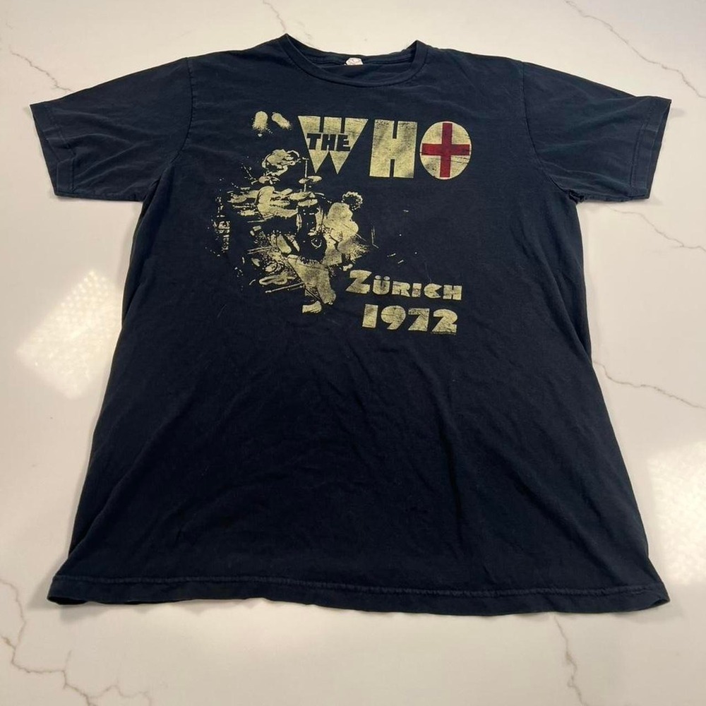 Bay Island The Who T-Shirt Mens XL Zurich 1972 Concert Graphic Faded Black